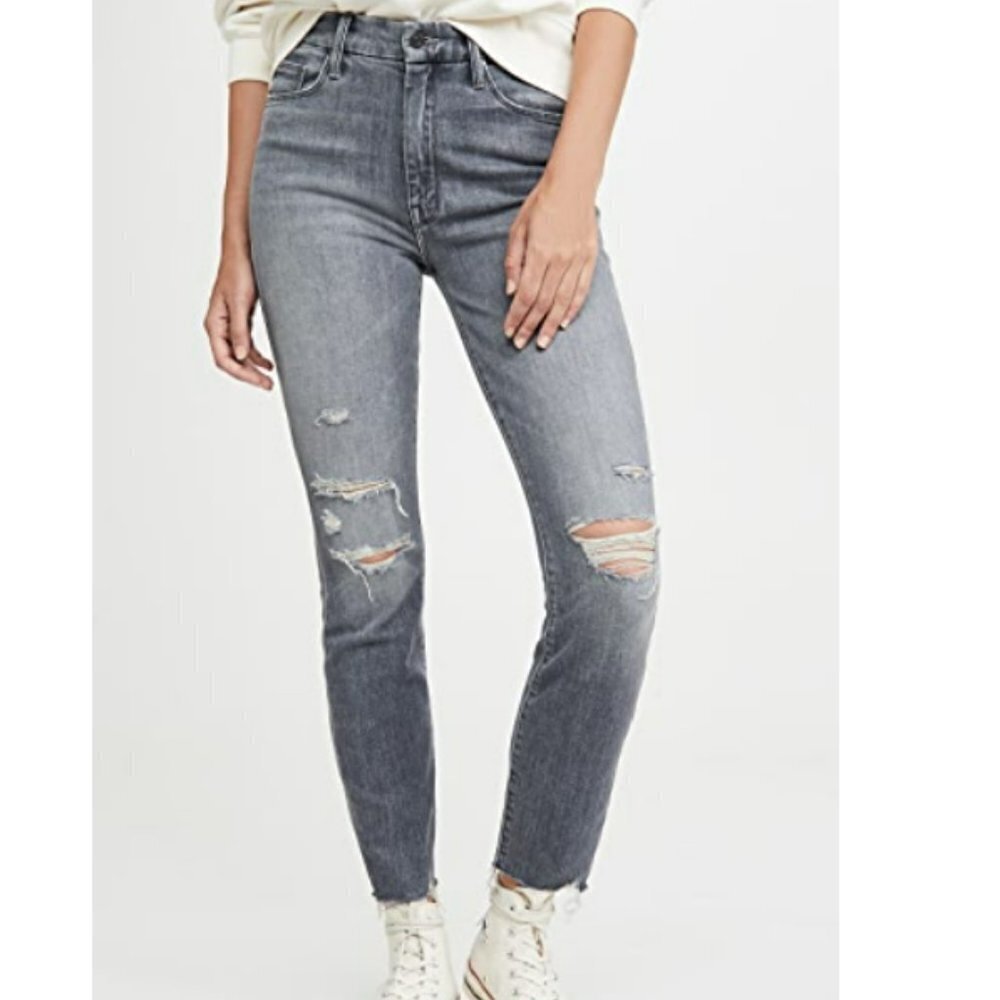 Mother The Looker High Waist Nick Fray Ankle Skinny Jeans in Grey Size 25